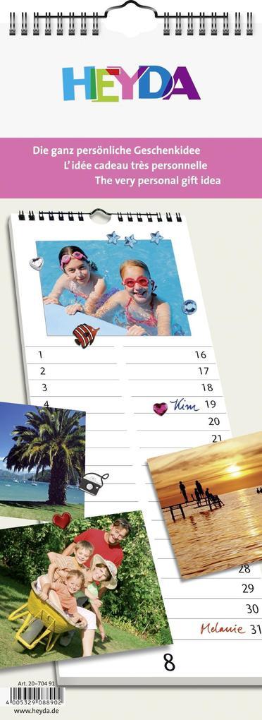 Heyda 2070491, Bastelkalender/DIY-Kalender/Fotokalender, immerwährend, 16 x 42,5 cm, Deckblatt: Kunstdruckpapier, Deckblatt: farbig bedruckt mit Motiv, Monatsblätter: weiß