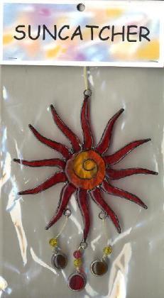 Suncatcher Sonne Fiberglas rot 15 cm