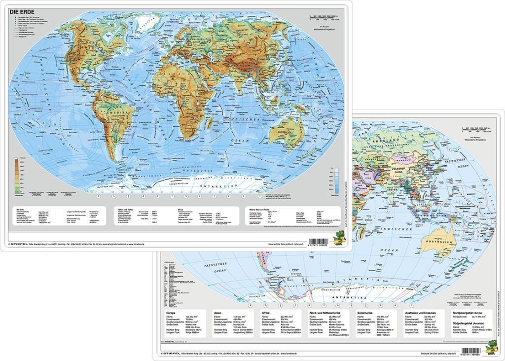 Die Erde physisch/politisch. DUO-Schreibunterlage klein