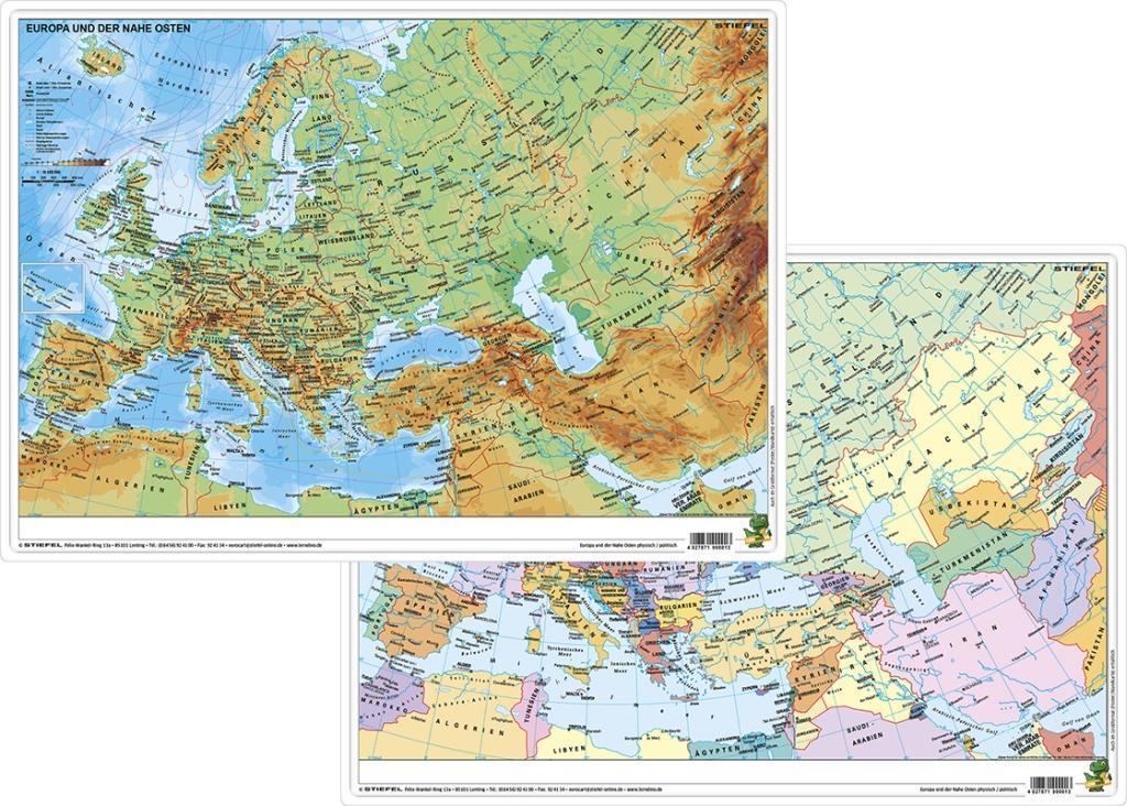 Europa und der Nahe Osten physisch/politisch. DUO-Schreibunterlage klein