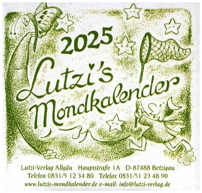 Lutzis Mondkalender rund Ø 16cm (Tagesabreisskalender) 2025