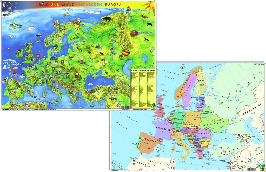 Kindereuropakarte physisch / politisch - DUO-Schreibunterlage DIN A3