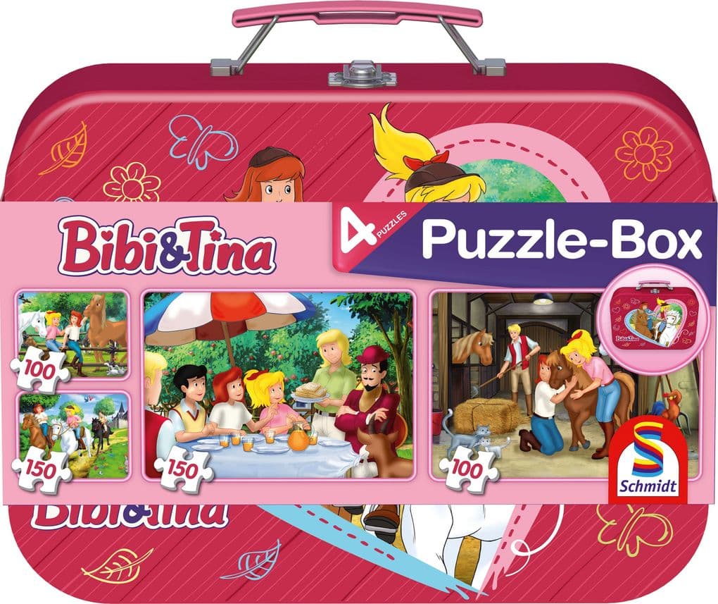 Bibi & Tina, 2 x 100, 2 x 150 Puzzle Teile im Metallkoffer
