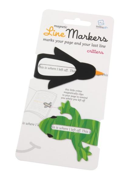 Line Markers (Critters/Pinguin&Frosch) | Magnetische Lesezeichen | 2er Set