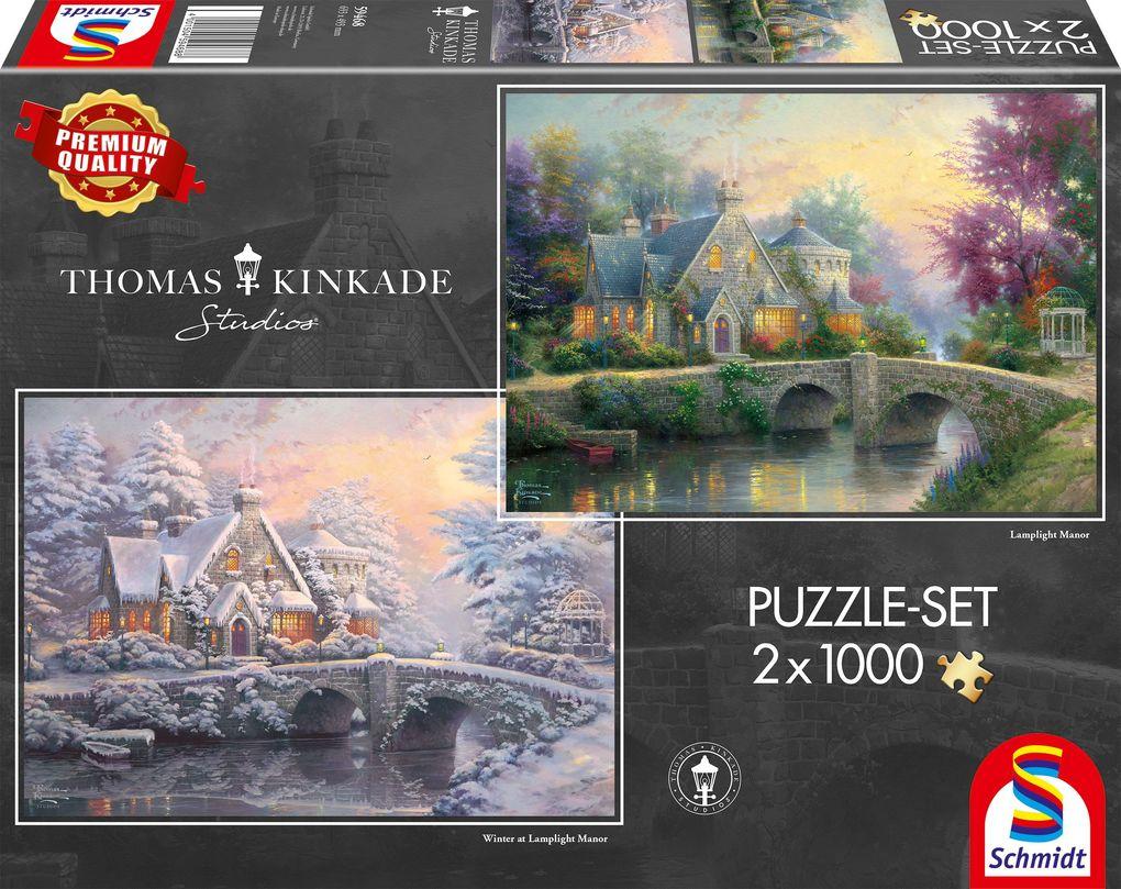 Thomas Kinkade, Lamplight Manour/Winter in Lamplight Manour. Puzzle 2 x 1.000 Teile