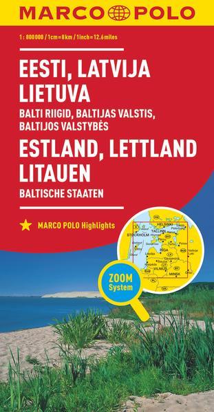 MARCO POLO Länderkarte Estland, Lettland, Litauen, Baltische Staaten 1: 800 000