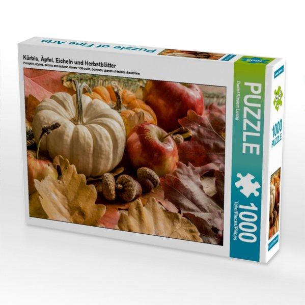 Kürbis, Äpfel, Eicheln und Herbstblätter (Puzzle)