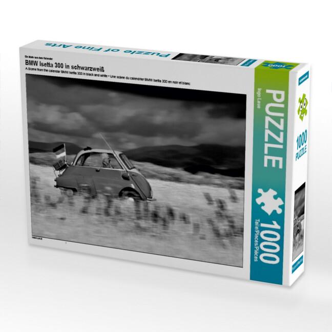 CALVENDO Puzzle BMW Isetta 300 in schwarzweiß 1000 Teile Lege-Größe 64 x 48 cm Foto-Puzzle Bild von