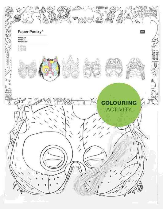 Masken, Colouring Activity, 6 Stück