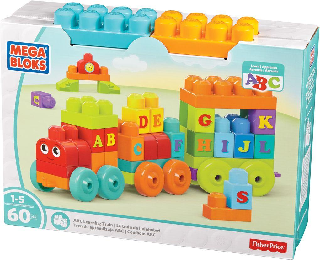 Mega Bloks - ABC Lernzug (60 Teile), Steck-Bausteine, Bauklötze, Lernspielzeug