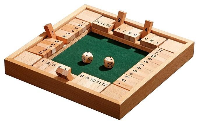 Philos 3281 - Shut The Box 12er, für 1-4 Personen, Würfelspiel, Klappenspiel