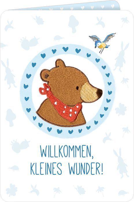 Grußkarten - BabyBär - Willkommen, kleines Wunder! (blau)