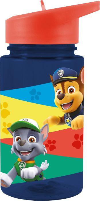 Paw Patrol, transparente Trinkflasche mit integriertem Strohhalm 400 ml