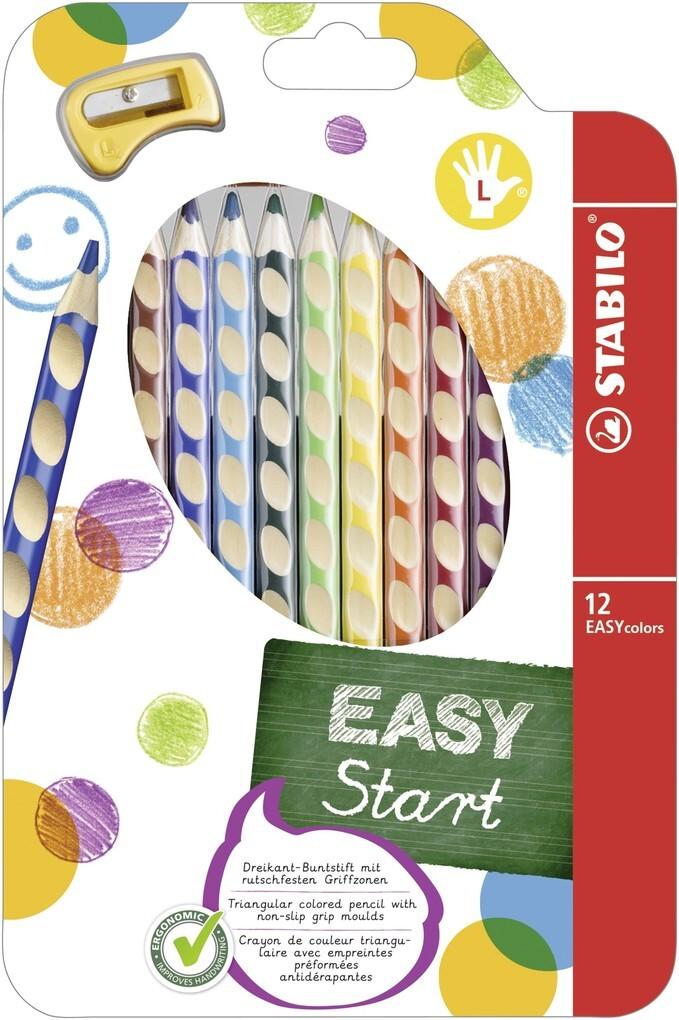 STABILO Buntstifte EASYcolors, 12er Set mit Spitzer, Linkshänder