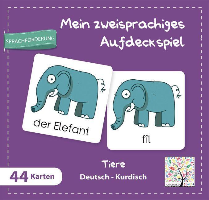 Mein zweisprachiges Aufdeckspiel, Tiere, Deutsch-Kurdisch (Kinderspiel)