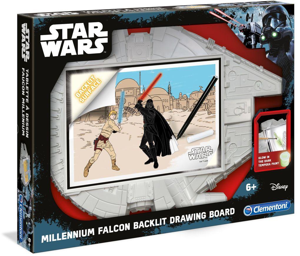 Clementoni - Star Wars - Beleuchtete Zeichentafel Millenium Falcon
