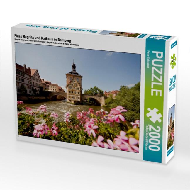 Fluss Regnitz und Rathaus in Bamberg (Puzzle)