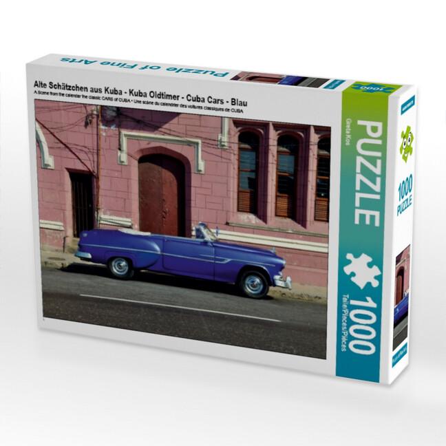 Alte Schätzchen aus Kuba - Kuba Oldtimer - Cuba Cars - Blau (Puzzle)