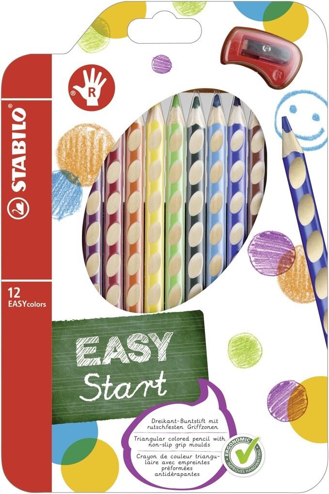 STABILO Buntstifte EASYcolors, 12er Set mit Spitzer, Rechtshänder