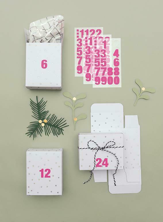 Adventskalender Boxen, Weiss/Irisierend