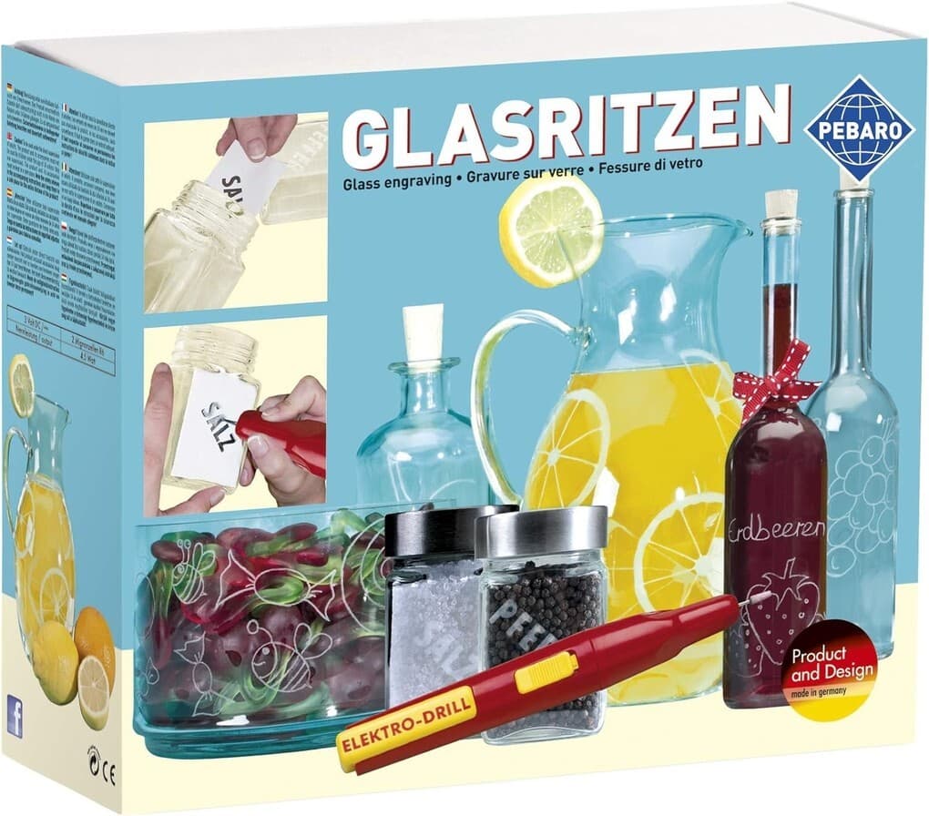 PEBARO 0357 - Glasritzen, Malset mit Gravierstift und Zubehör, Bastelset