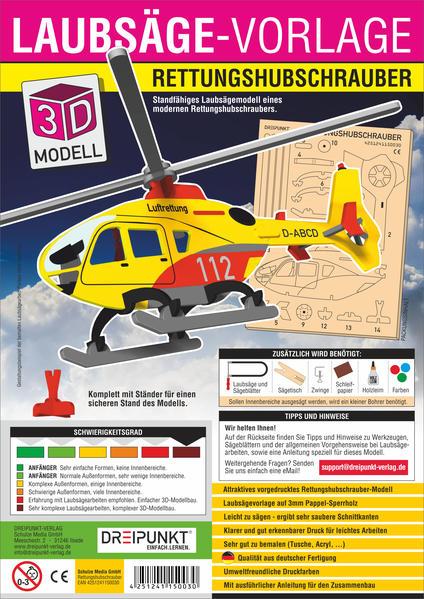 3D Laubsäge-Vorlage Rettungshubschrauber