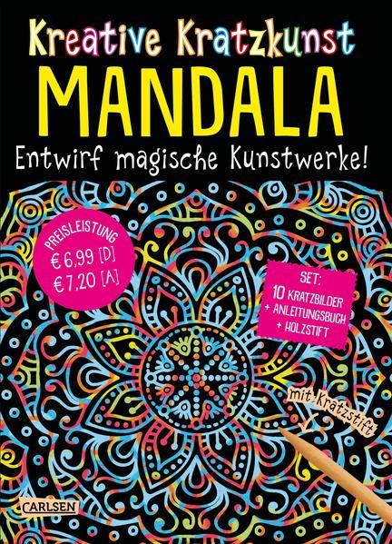 Kreative Kratzkunst: Mandala: Set mit 10 Kratzbildern, Anleitungsbuch und Holzstift