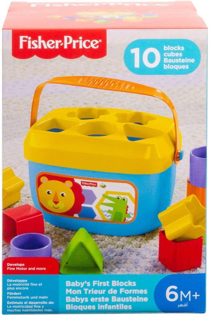 Fisher Price - Babys erste Bausteine, Motorikwürfel, Steckspiel, Bauklötze, Steckwürfel