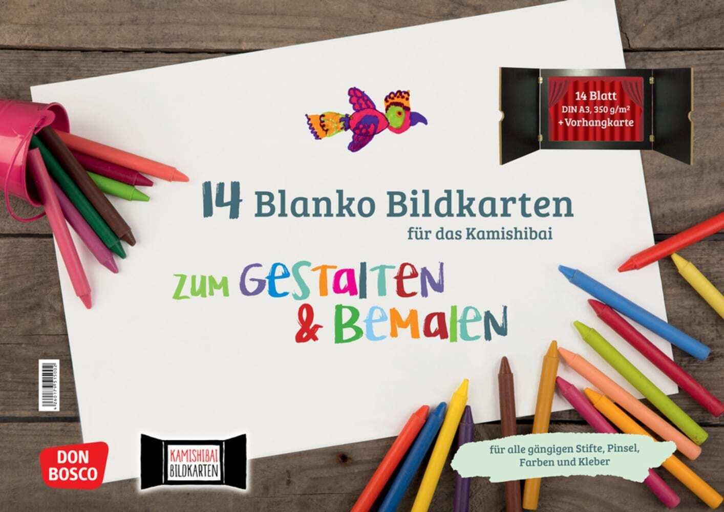 14 blanko Bildkarten zum Gestalten & Bemalen für das Kamishibai