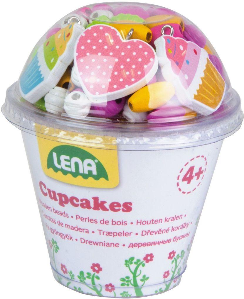 Lena - Holzperlen Cupcakes, pink