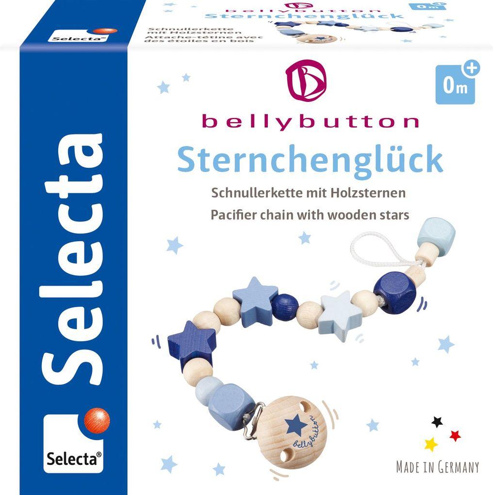 Schmidt Spiele - Selecta - bellybutton by Selecta - Sternchenglück blau, Schnullerkette, 21 cm