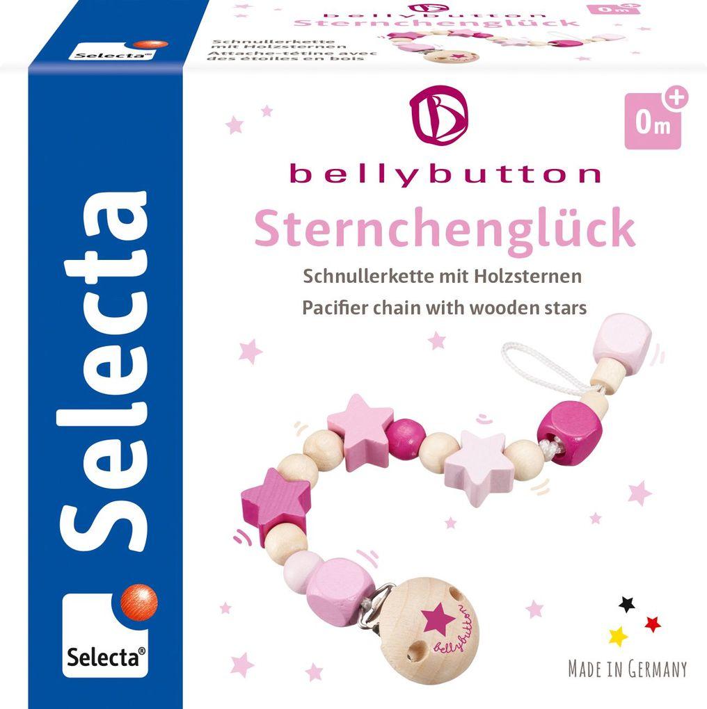 Schmidt Spiele - Selecta - bellybutton by Selecta - Sternchenglück rosa, Schnullerkette, 21 cm