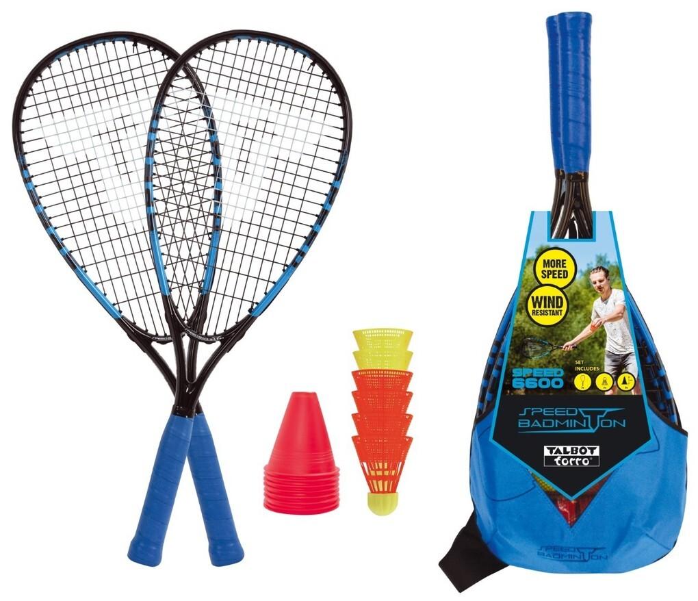 MTS 490116 - Speed-Badminton Set SPEED 6600 im Slingbag, 2 Alu-Rackets, 6 Bälle, black/blue