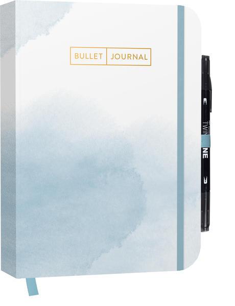 Bullet Journal "Watercolor Blue" 05 mit original Tombow TwinTone Dual-Tip Marker 33 black