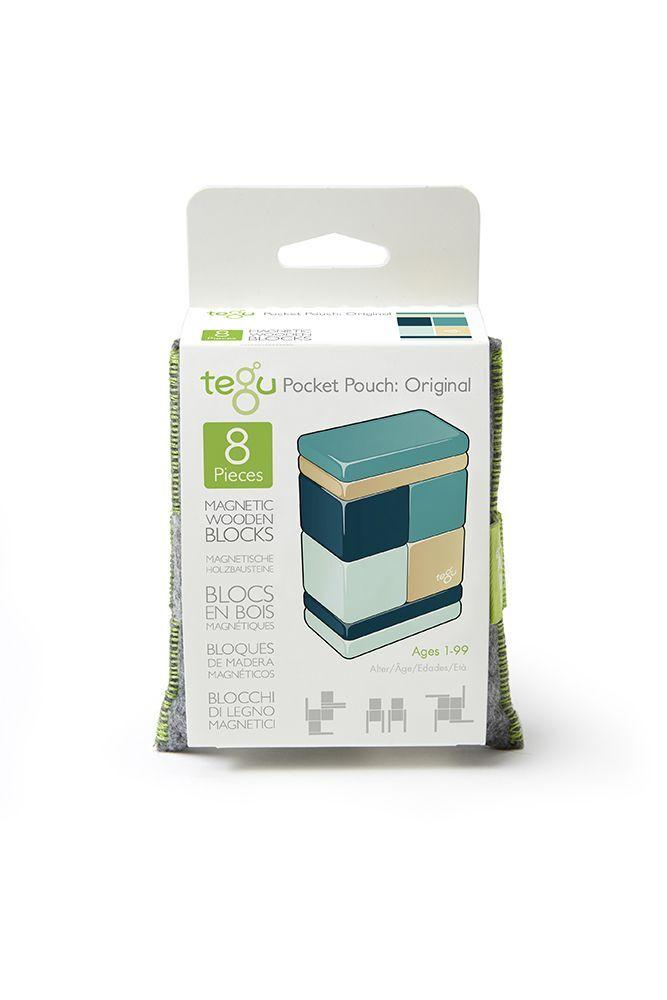 Tegu - 8 Magnetische Holzbausteine blau