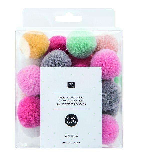 Garnpompon Set Pastell Mix