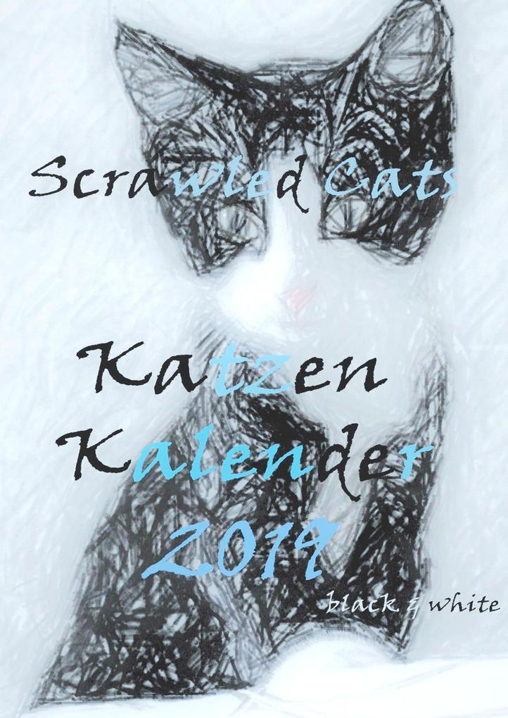 Scrawled Cats - black & white - Katzen Kalender 2019