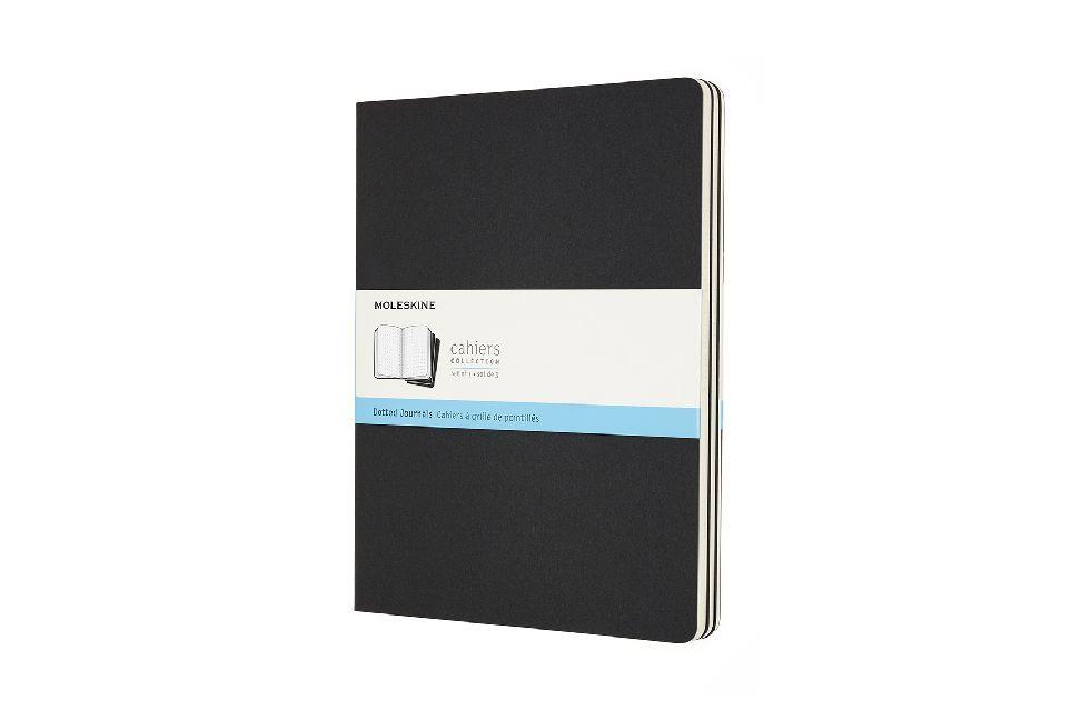 Moleskine Cahier XL, 3er Set, Punktraster, Kartoneinband, Schwarz