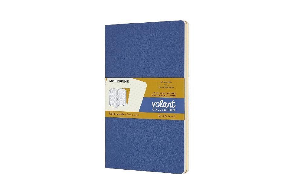 Moleskine Volant Large/A5, 2er Set, Liniert, Soft Cover, Vergissmeinnicht Blau, Bernsteingelb