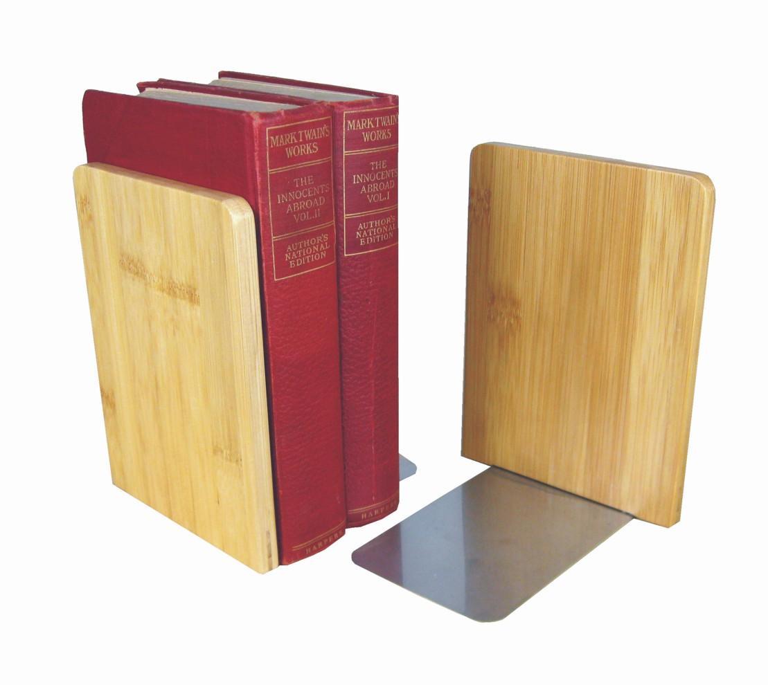 MyLibrary Buchstützen 2er Set | Holz & Edelstahl | Bookends