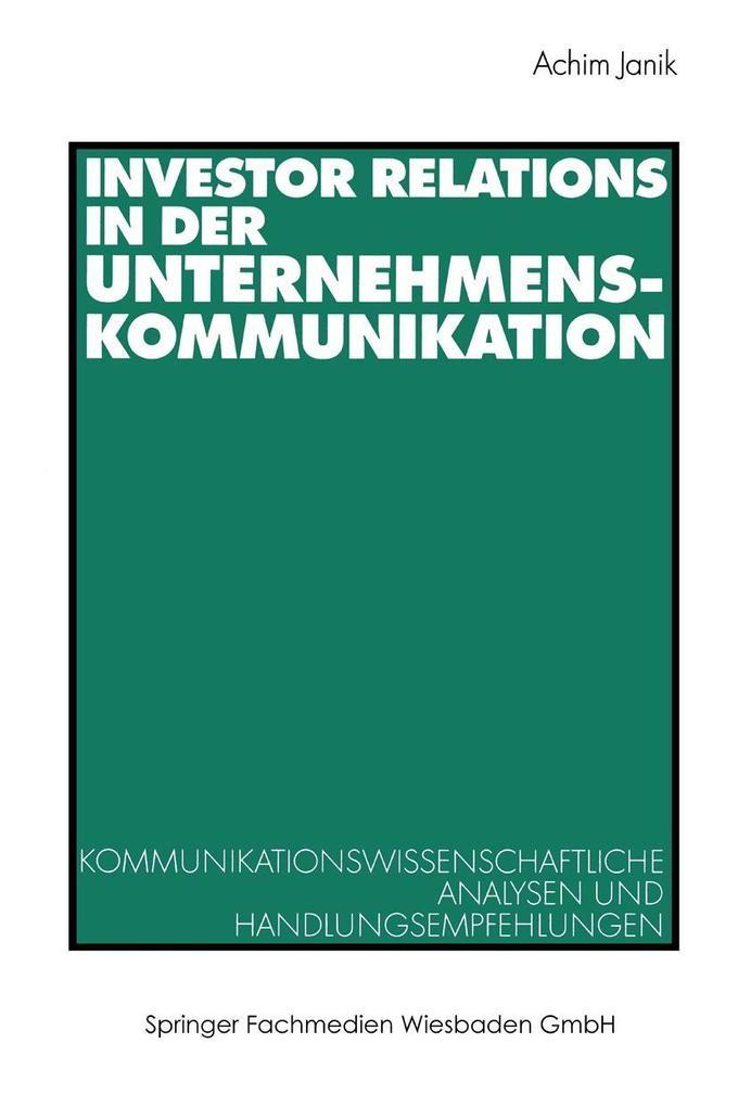 Investor Relations in der Unternehmenskommunikation