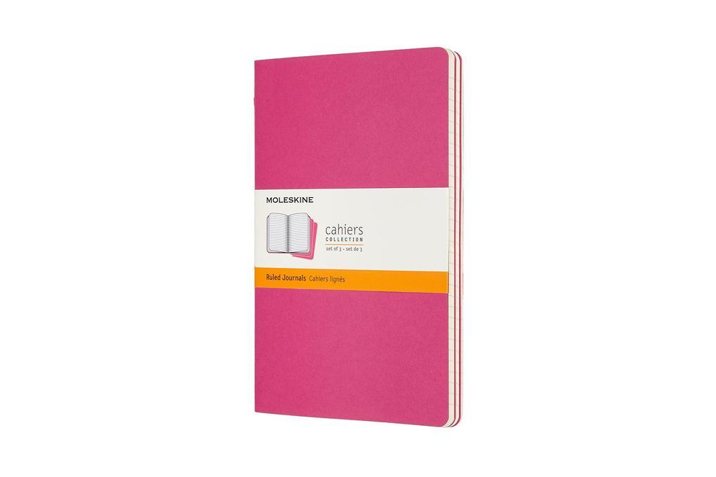 Moleskine Cahier Large/A5, 3er Set, Liniert, Kinetisches Pink