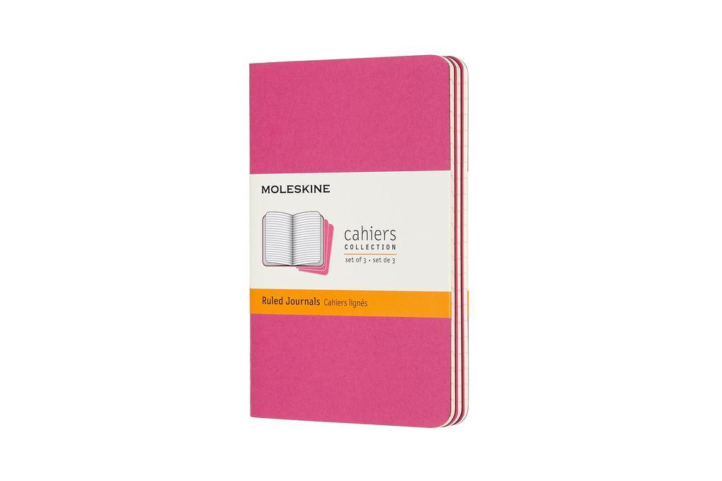 Moleskine Cahier Pocket/A6, 3er Set, Liniert, Kinetisches Pink