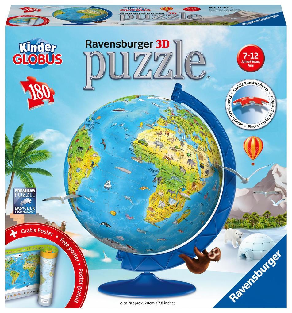 Kinderglobus in deutscher Sprache. Puzzleball 180 Teile