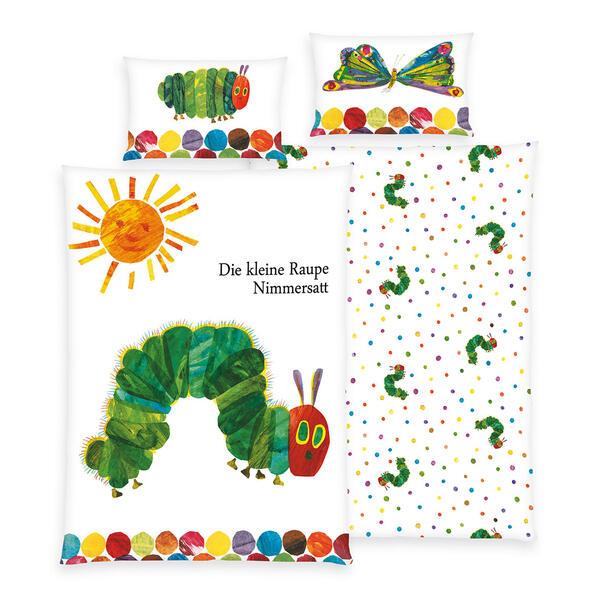 Herding Baby Best Kleinkinder-Bettwäsche-Set Raupe Nimmersatt, Kopfkissenbezug 40x60cm, Bettbezug 100x135cm