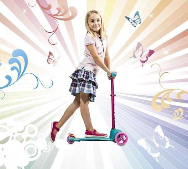 HUDORA 11054 - Flitzkids 2.0 Skate Wonders, Mädchen-Roller, Kinder-Scooter, pink