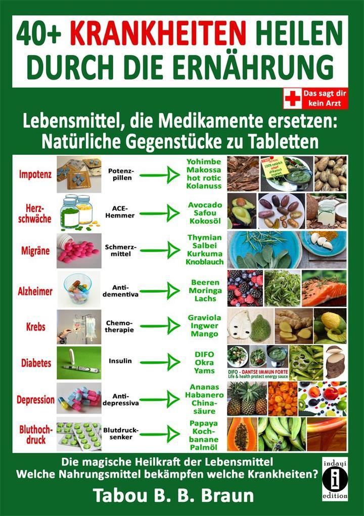 40+ Krankheiten heilen durch die Ernährung - Lebensmittel, die Medikamente ersetzen: Natürliche Gegenstücke zu Tabletten