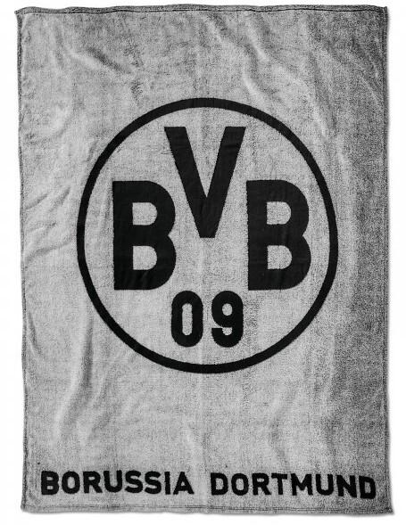 BVB 17820300 - BVB-Fleecedecke, Borussia Dortmund, grau, 150x200cm