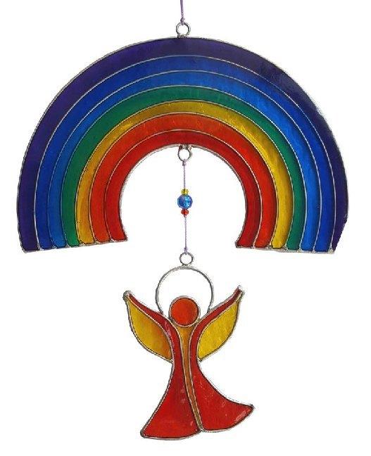 Suncatcher "Engel unter dem Regenbogen" Resin mehrfarbig 16 x 25 cm