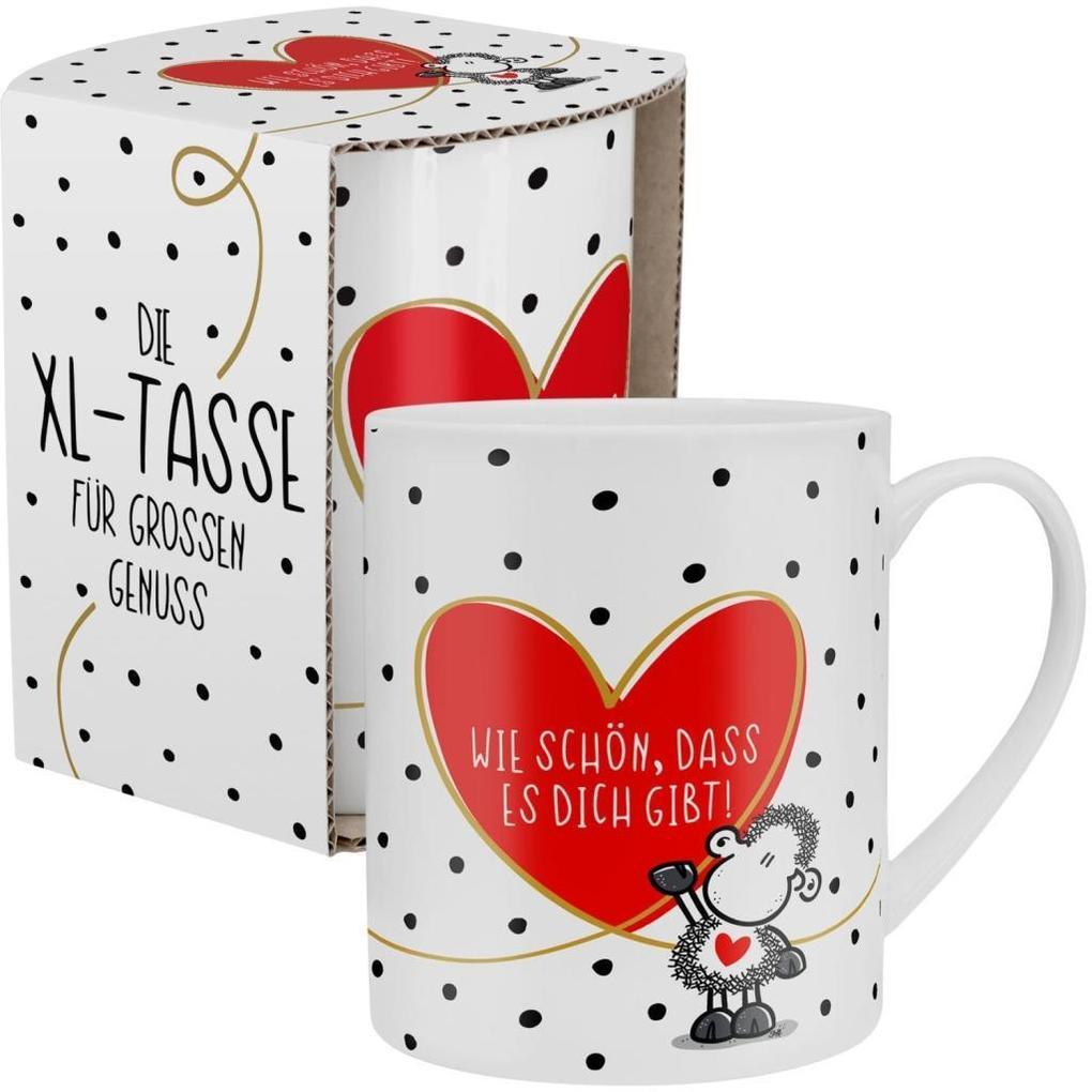 Sheepworld 46219 XL-Tasse mit Motivdruck:"Wie schön, dass es dich gibt!", mit Geschenkbanderole